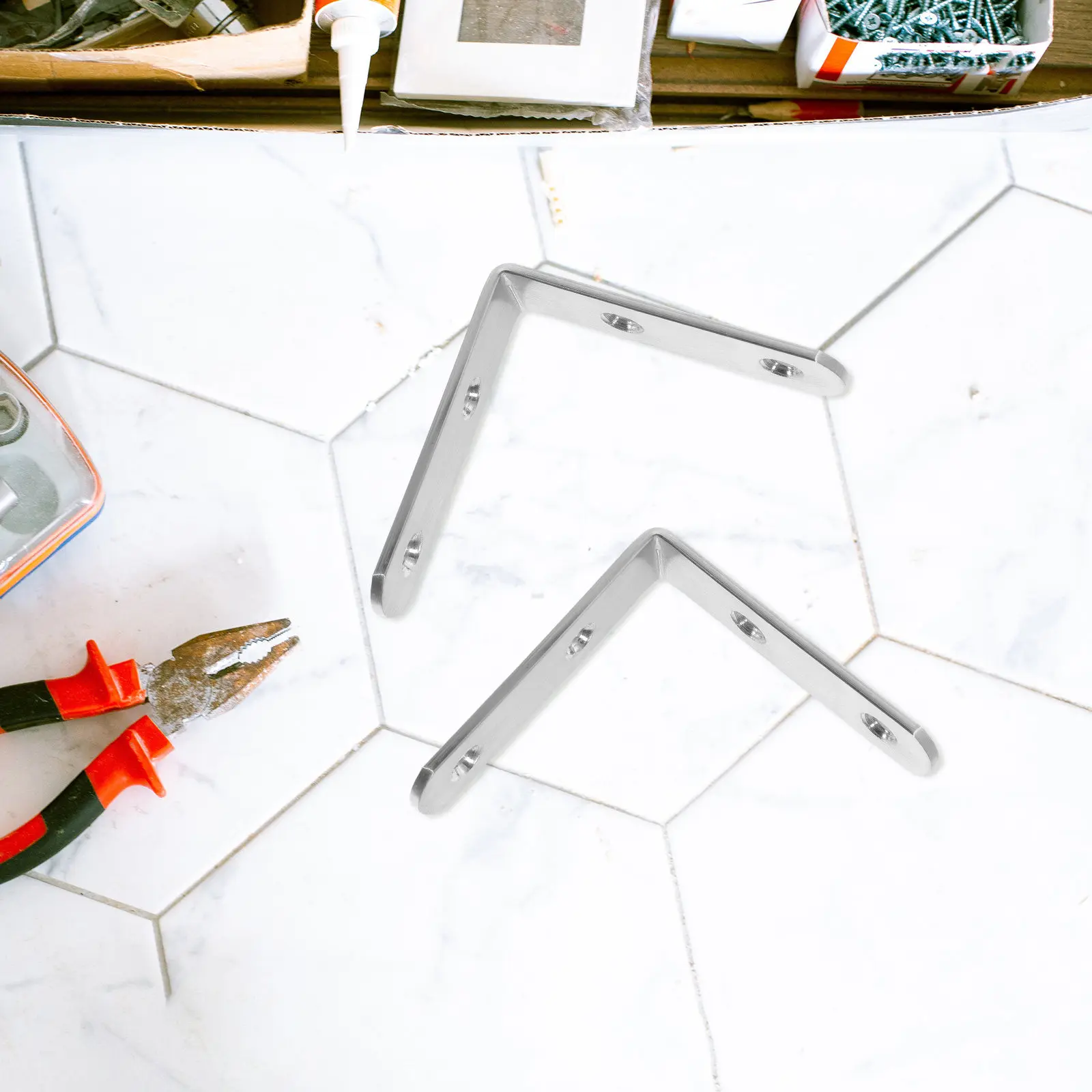 

10 шт. угловых кронштейнов из нержавеющей стали, сверхпрочные L-образные кронштейны для деревянных полок, шкафов, мебели, крепления полок