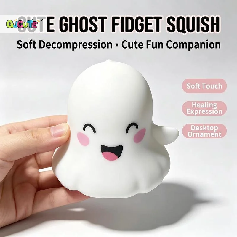 Cute Ghost Fidget Squeezable Toy With Soft Touch And Stress Relief Perfect For Desk Decor Halloween Gifts And Daily Use