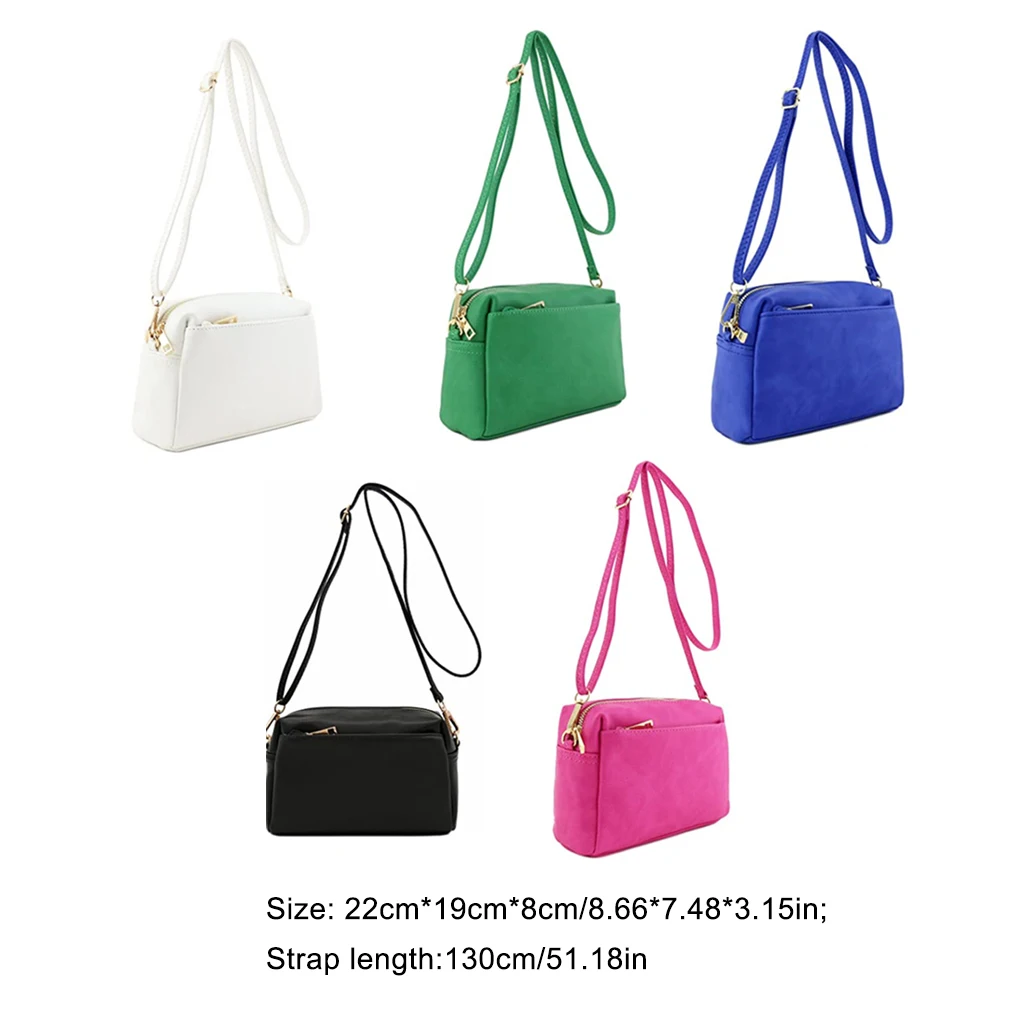 PU Leather Women Crossbody Bag Solid Color Zipper Casual Fashionable Rectangular Storage Nylon Girls Shoulder Bags  Green