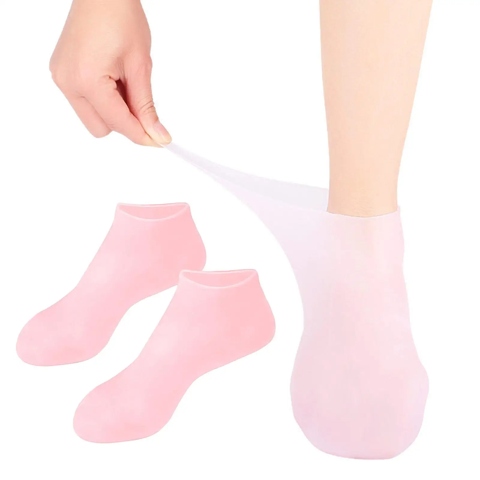 6x Silikonowe Skarpetki Nawilżające do Pedicure Skarpetki do Pielęgnacji Stóp SPA Różowe S