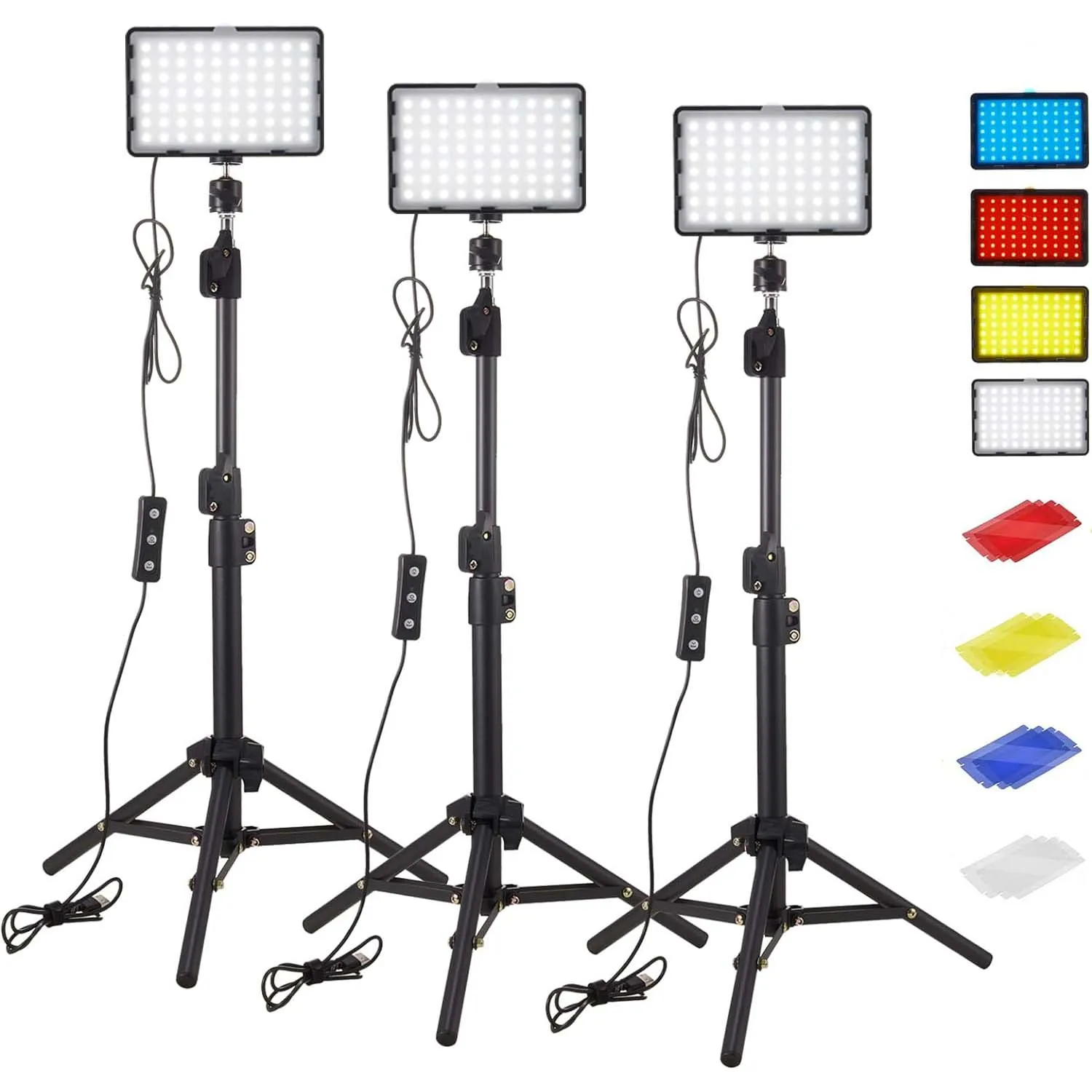 LED Photography Video Light Panel Lighting Photo Studio Lamp Kit With Tripod Stand RGB Filters For Shoot Live Streaming Youbube