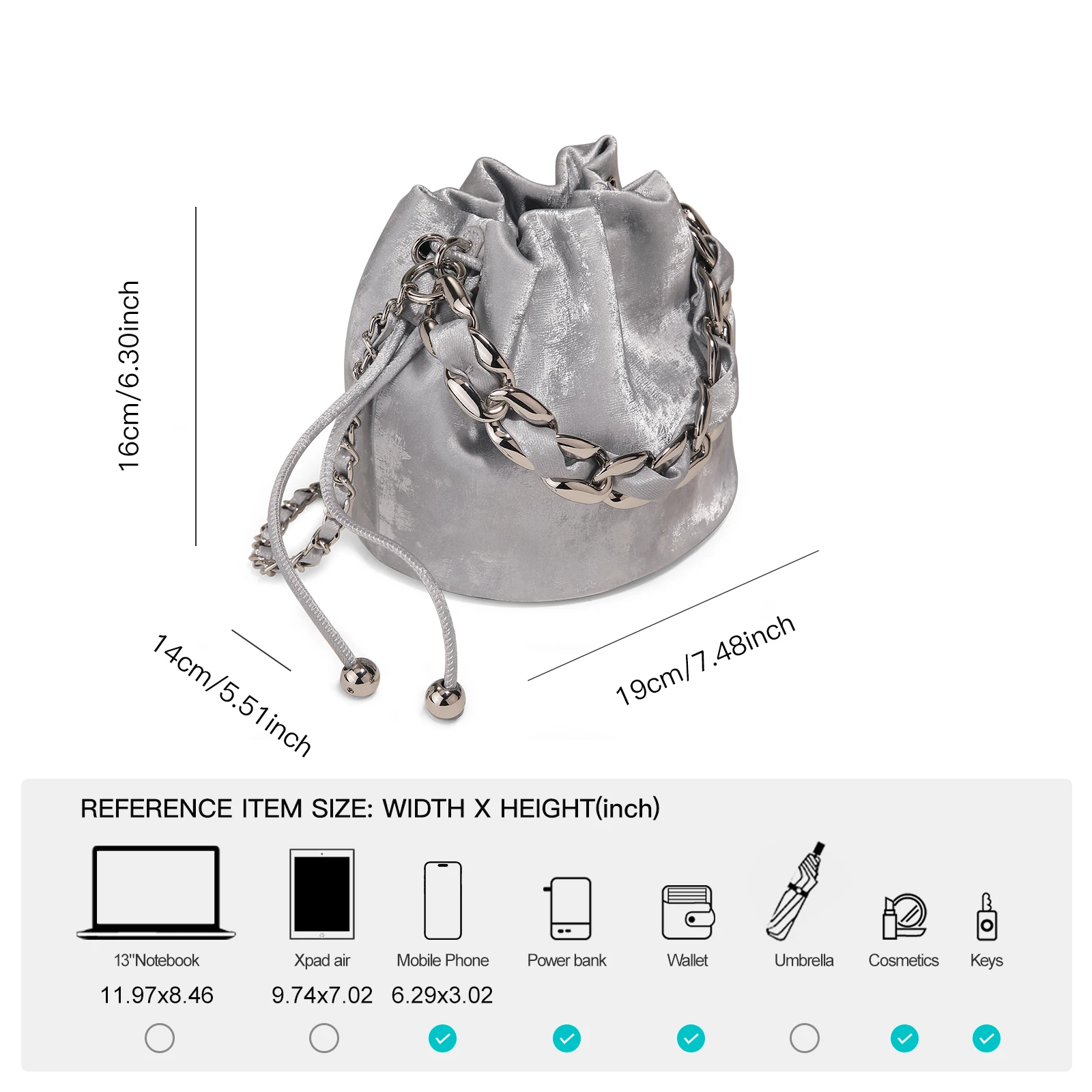 ITAMOOD Luxury Leather Bucket Bag, Original Chain Decoration Women's Crossbody Bag, Exquisite and Fashionable Shoulder Bag