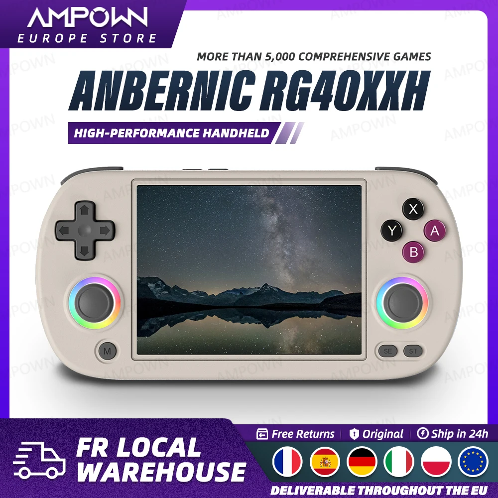 Console de jeu portable ANBERNIC RG40XX H, écran 4'', système Linux, joystick, effet d'éclairage RGB, lecteur de jeux vidéo rétro RG40XXH, cadeau