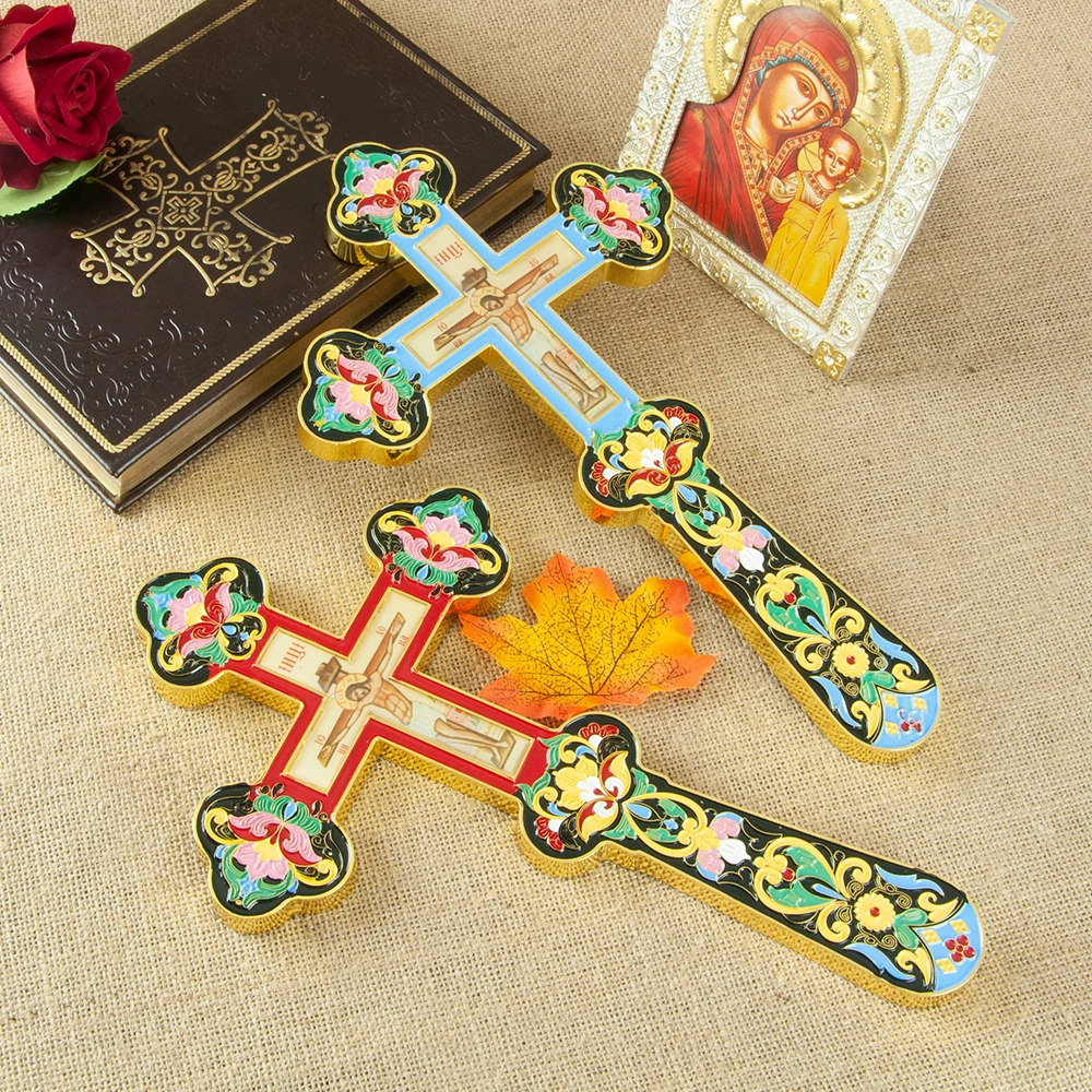 

New Orthodox Cross Church Metal Religion Crafts Cross Jesus Crucifix Icon Picture Altar Cross for Church Decoration Prayer Item