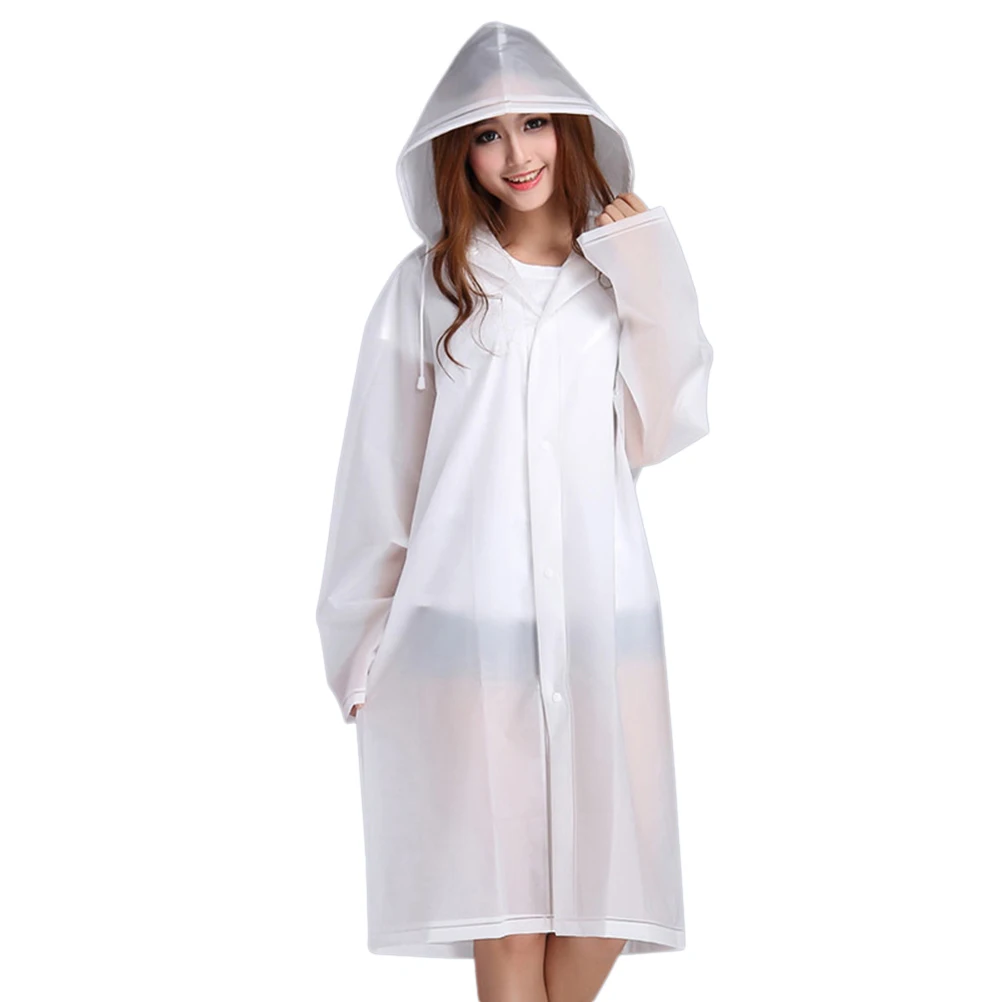 

Thicken Premium Peva Raincoat Women Men Waterproof Hooded Ponchos Outdoor Camping Hiking Rainwear Semitransparent Lightweight