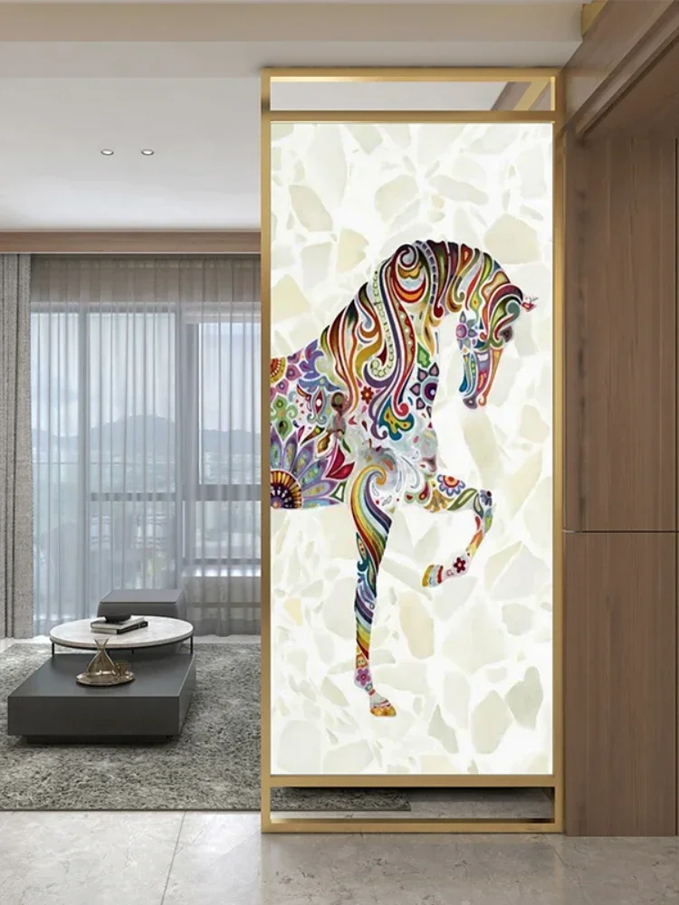 

Fabric Horse Metal Screen Decoration Living Room Entrance Room Blocking Aluminum Alloy Small Apartment Partition