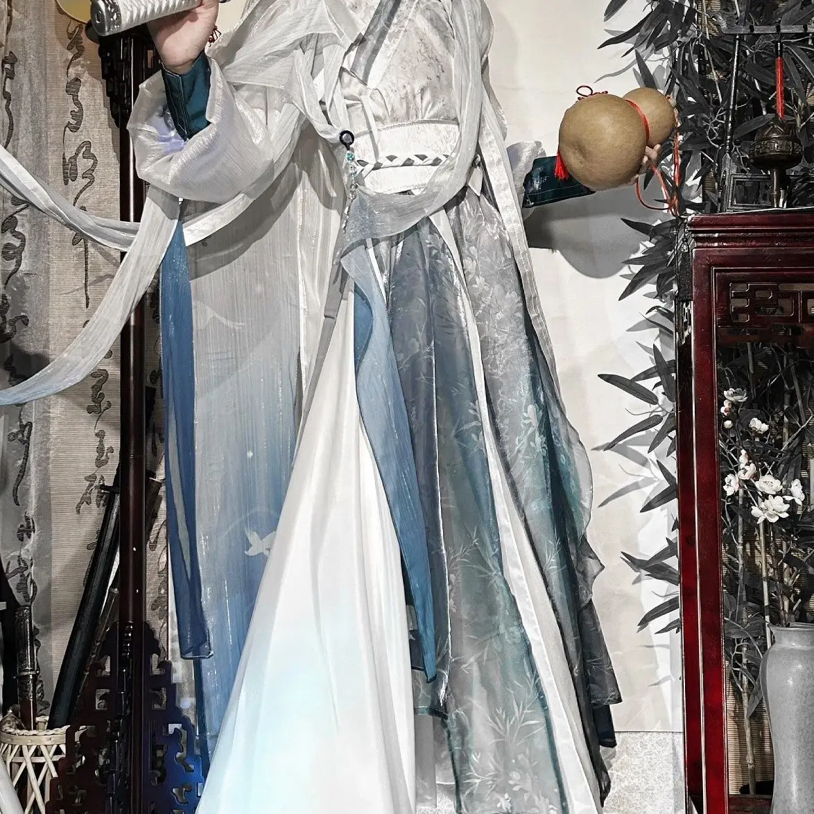 Qinglan Cosplay Men Outfit Chinese Style Traditional Costume Complete Set for Men and Women Universal Hanfu Halloween