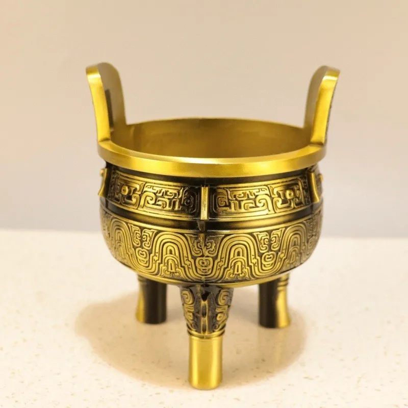 Ornaments Yuan Ke Three-legged Bronze Metal Crafts Round Ding