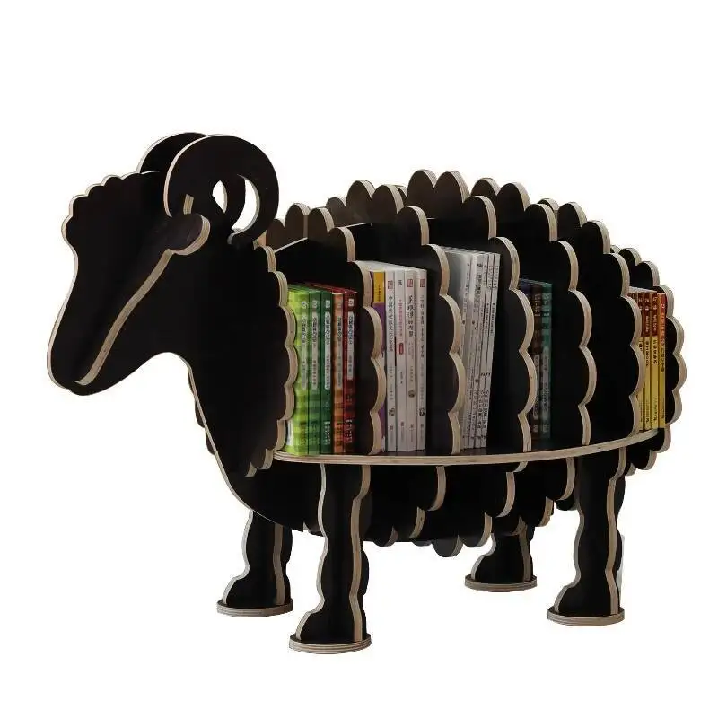مكتبة بسيطة رف الكتب المدرسية مكتب رياض الأطفال غرفة الأطفال الديكور الأغنام زخرفة نماذج للحيوانات الرف الأثاث المنزل #6