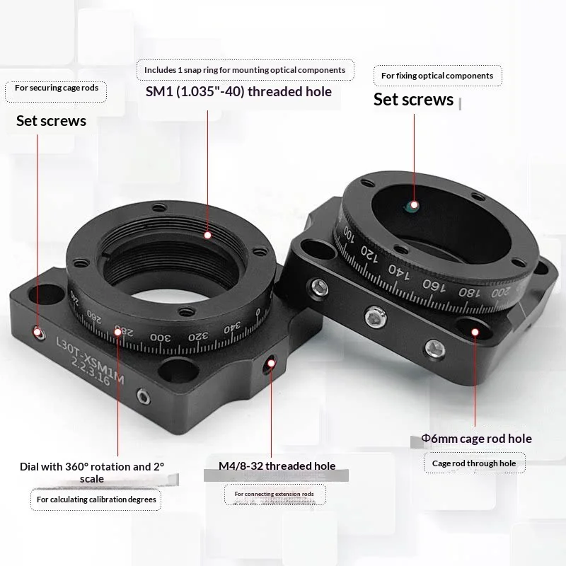 25.4mm Cage System Polarizer Mount 360° Rotation Adjustable Holder with Scale
