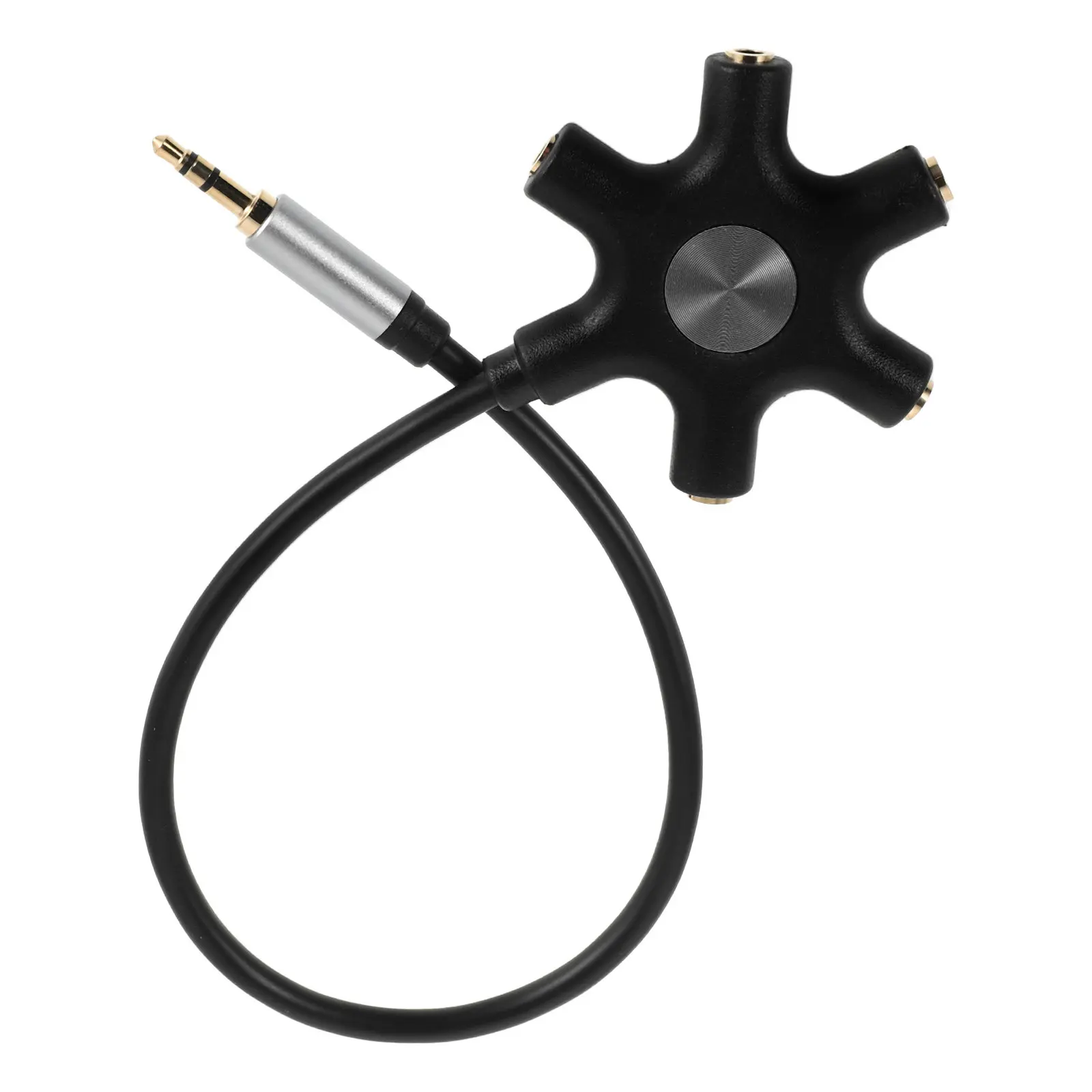 Adaptador Divisor de Áudio de 5 Portas para Compartilhamento de Música em Smartphones, Tablets e Laptops com Áudio de Alta Fidelidade