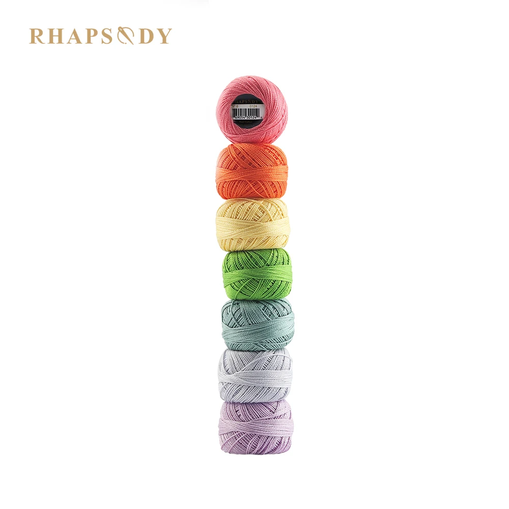 Rhapsody Size 8 Pearl Crochet Thread Embroidery  Double Mercerized Long Staple Egyptian Cotton DMC Standard 12 Balls Box