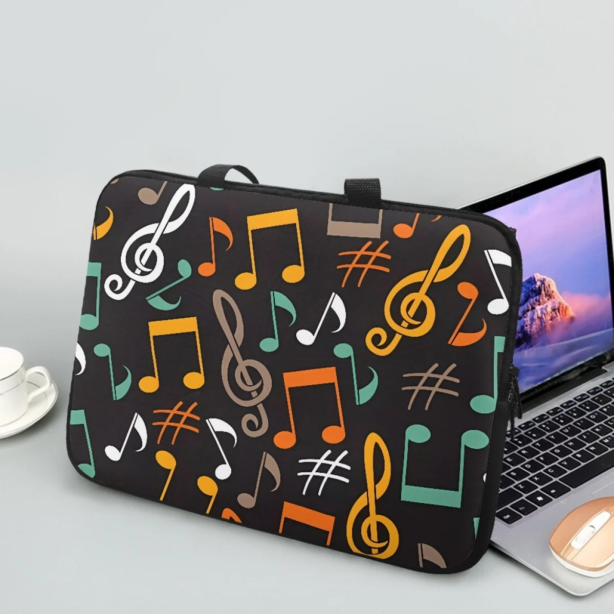 Notebook PC Cover Musical Note Pattern Design Tablet Bag Casual Portable Shoulder Handbag Briefcase Bag For 10 12 13 15 17 inch