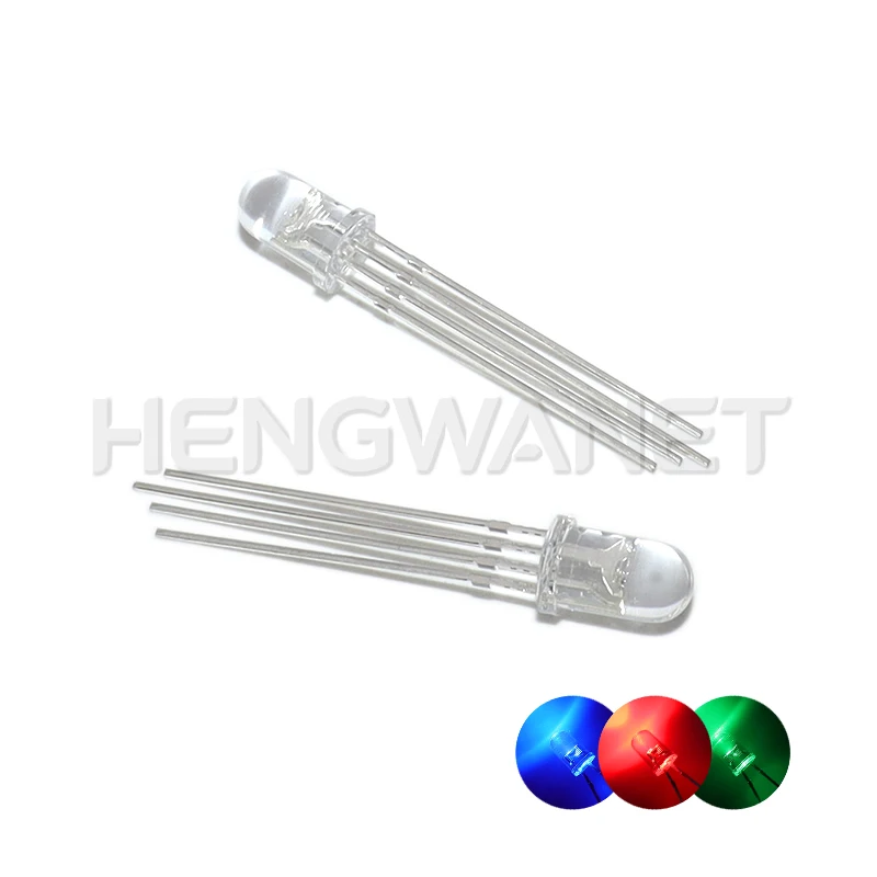 50PCS 5mm full-color LED RGB red green blue Common Cathode/Anode Four feet transparent highlight color light 5mm diode colorful