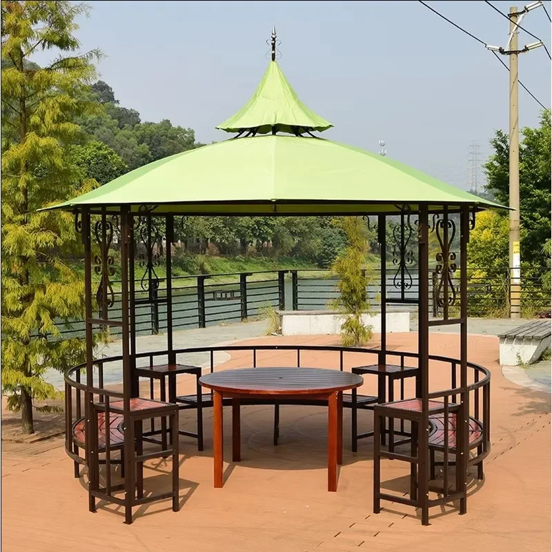 For Outdoor Gazebo White Circular Peaked Tent Garden Terrace Awning Courtyard House Fort Yurt Agritainment Shelter