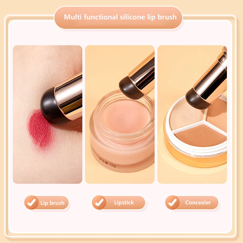 Q Bullet Round Head Silicone Angled Concealer Brush Like Fingertips Q Soft Portable Silicone Lip Brush Lipstick Brush