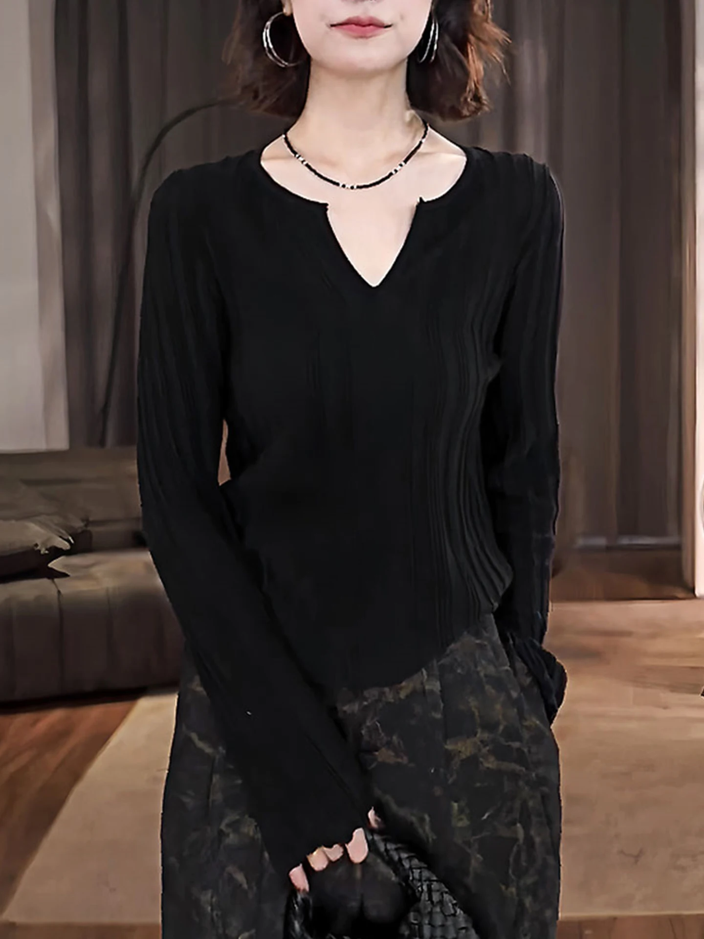 

Ele Long Sve Вязаная основа irt Женский модный цветной свитер Удобный сезонный топ средней осени