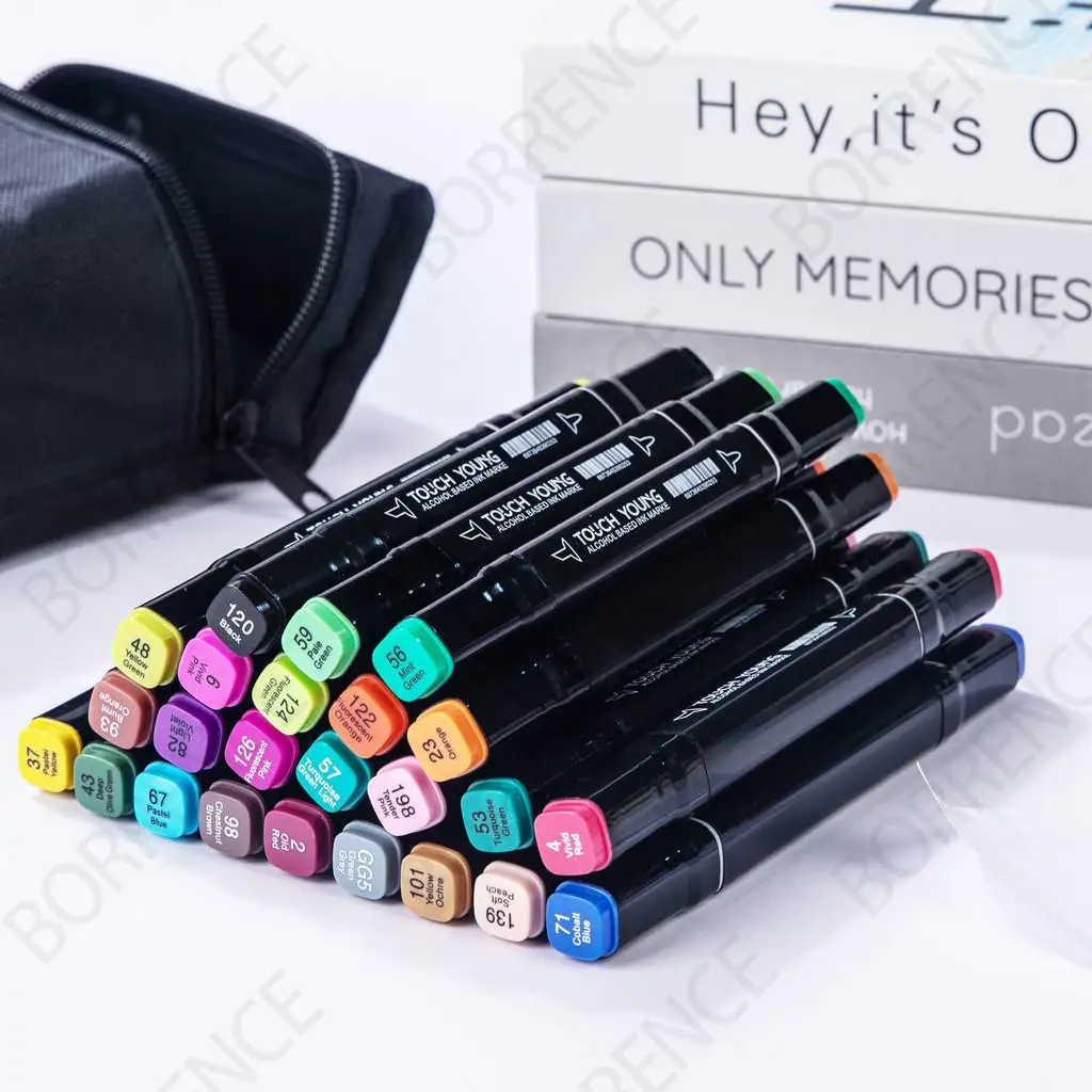 48-80 สีDual Tip Marker,ผ้าใบสีดํากระเป๋าฐานสําหรับวาดเซรามิค,ปูนปลาสเตอร์,Artifact Craft Artเครื่องเขียน