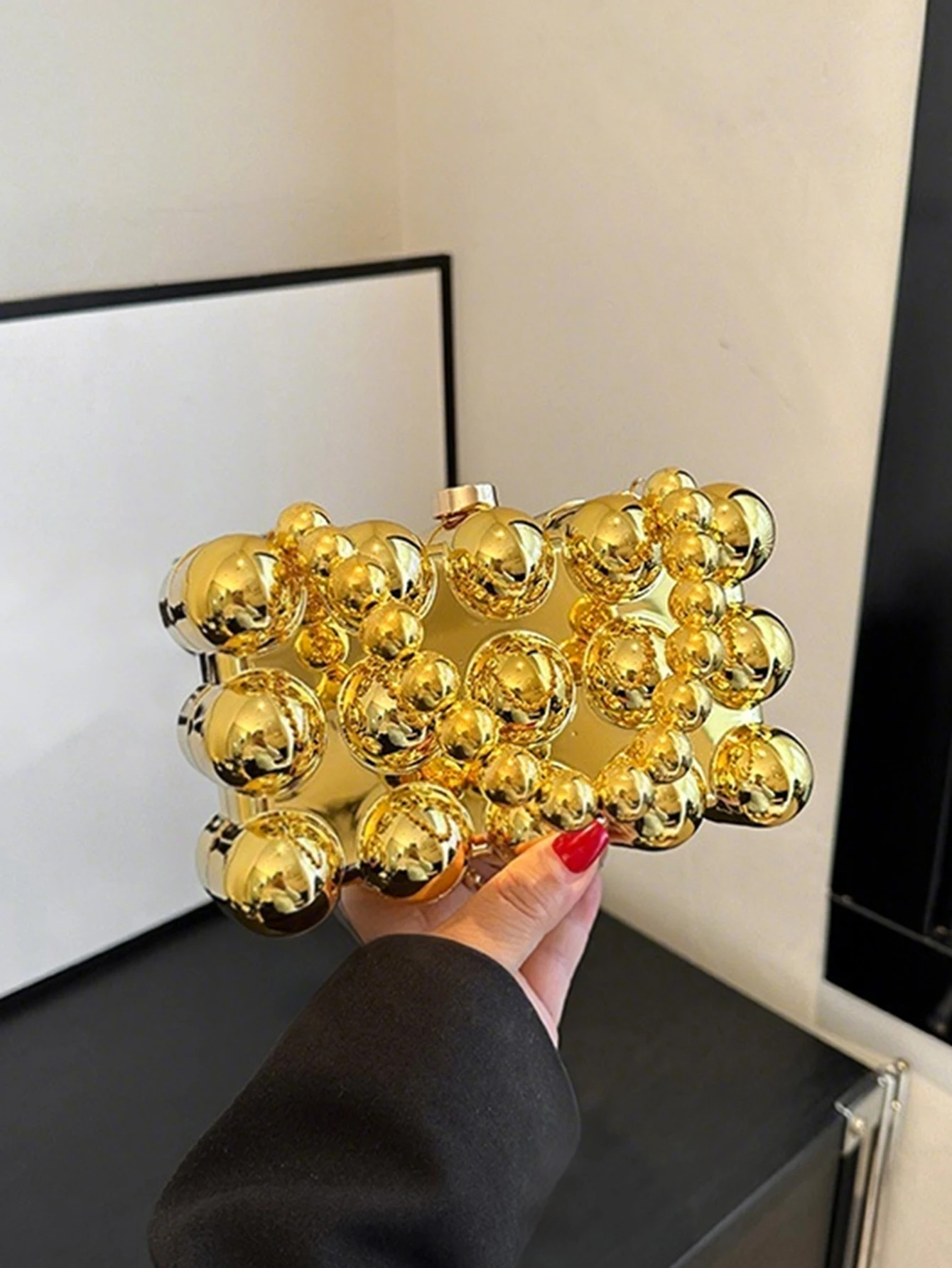 

Gold Evening Clutch Bag Fashion Luxury Designer Bag Square Crossbody Bag Acrylic Women Wedding Party Handbag Shoulder Bag