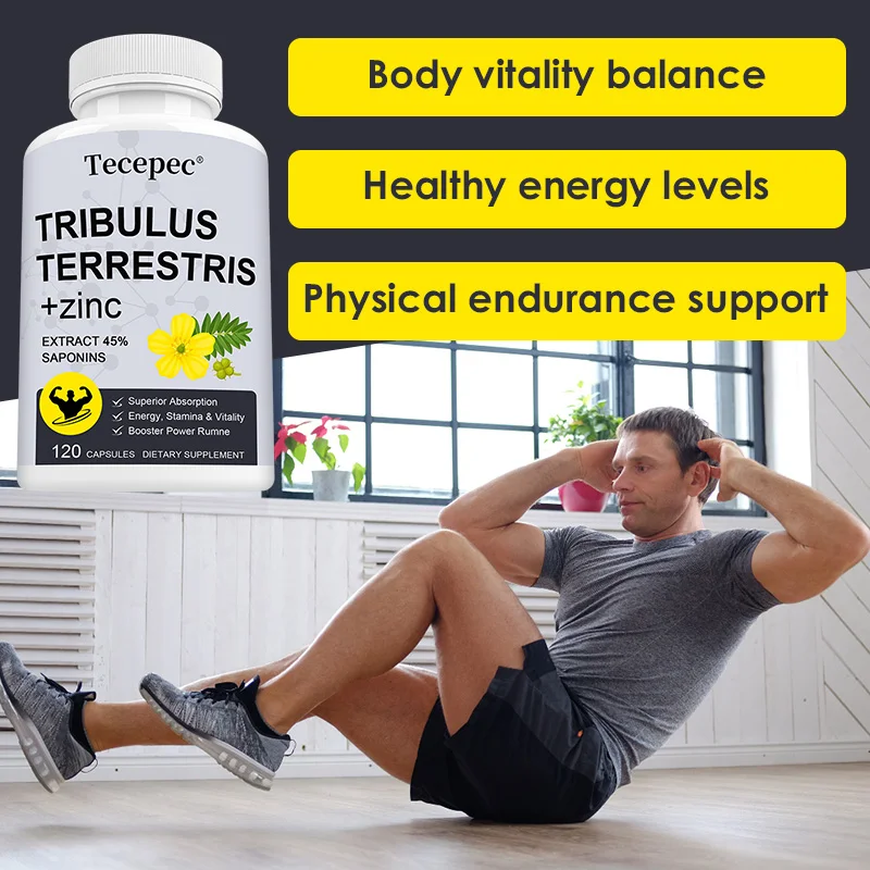 Tribulus + Zinc Supplement - Detoxifying, Skin Metabolism, Immunity, Sleep Support, Energy, Endurance and Vitality