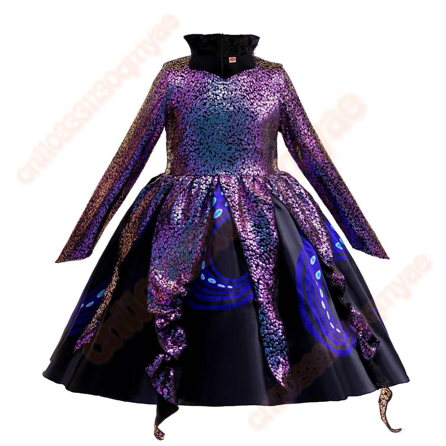 هالوين الشر الأخطبوط الساحرة تأثيري ازياء مضحك المخلوقات البحرية أورسولا فستان بتصميم حالم شعر مستعار كرنفال فستان الحفلات