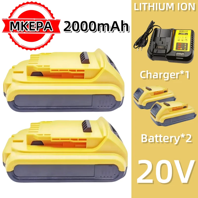 20V 2000mAh Li ion Battery Replacement for 18V 20Volt lpega Max Lithium Ion Batteries DCB206 DCB205 DCB204 DCB200Power Tools