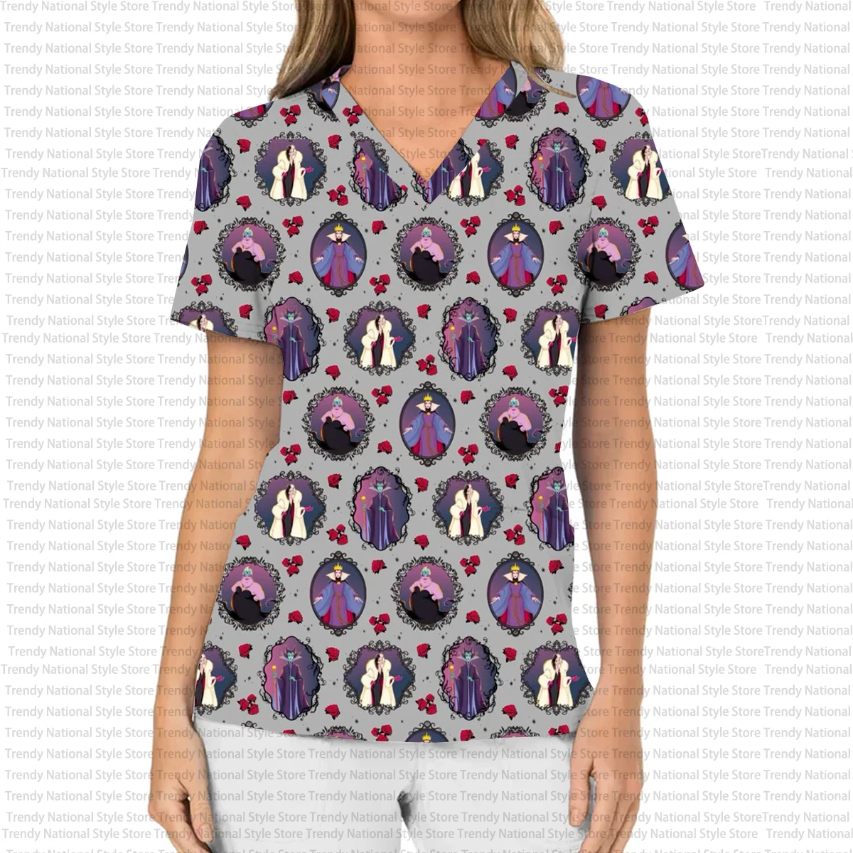 جديد المرأة هالوين هدية العمل موحدة طباعة مرحبا كيتي الخامس الرقبة قصيرة الأكمام جيب فرك الأعلى الأسنان الحيوانات الأليفة متجر ممرضة تي شيرت #5