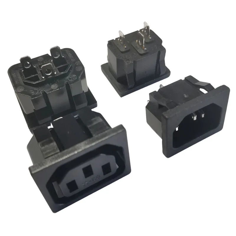 2 шт., черный, 10 А, 250 В, IEC320 C13, женская промышленная розетка, встроенный PDU, шкаф, розетка переменного тока, разъем для крепления на панели, розетка переменного тока