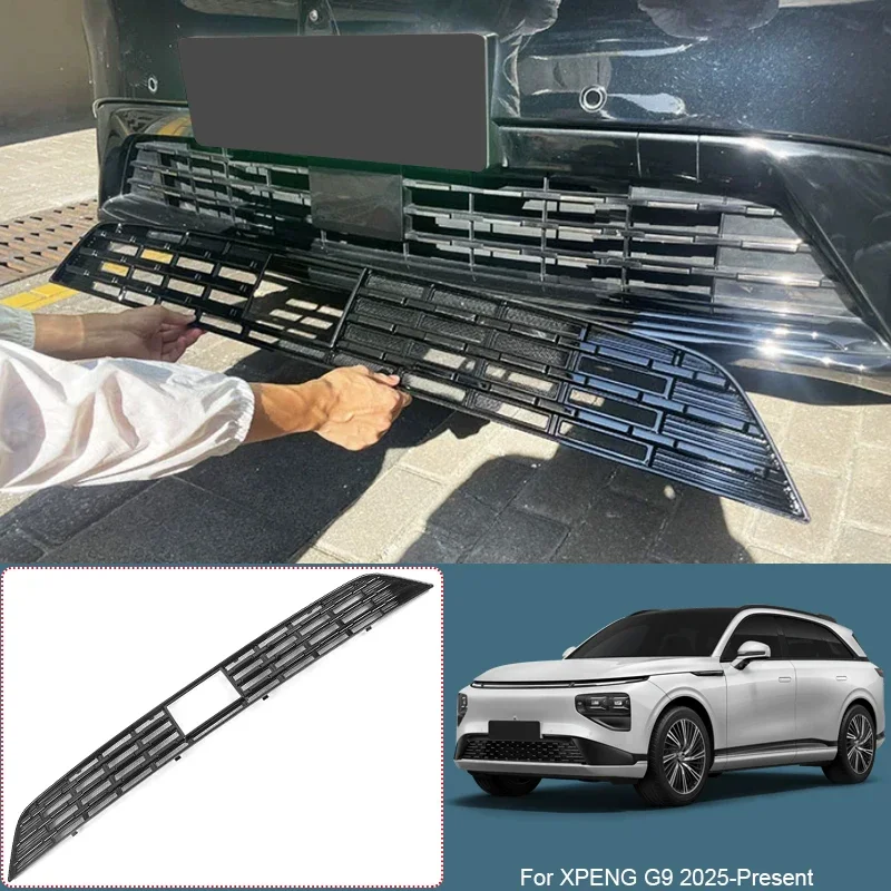 Car Replace Bumper Center Intake Grille Cover For XPENG G9 2025-Present Auto Front Upper Lower Grille  Buckle Insect Proof Net