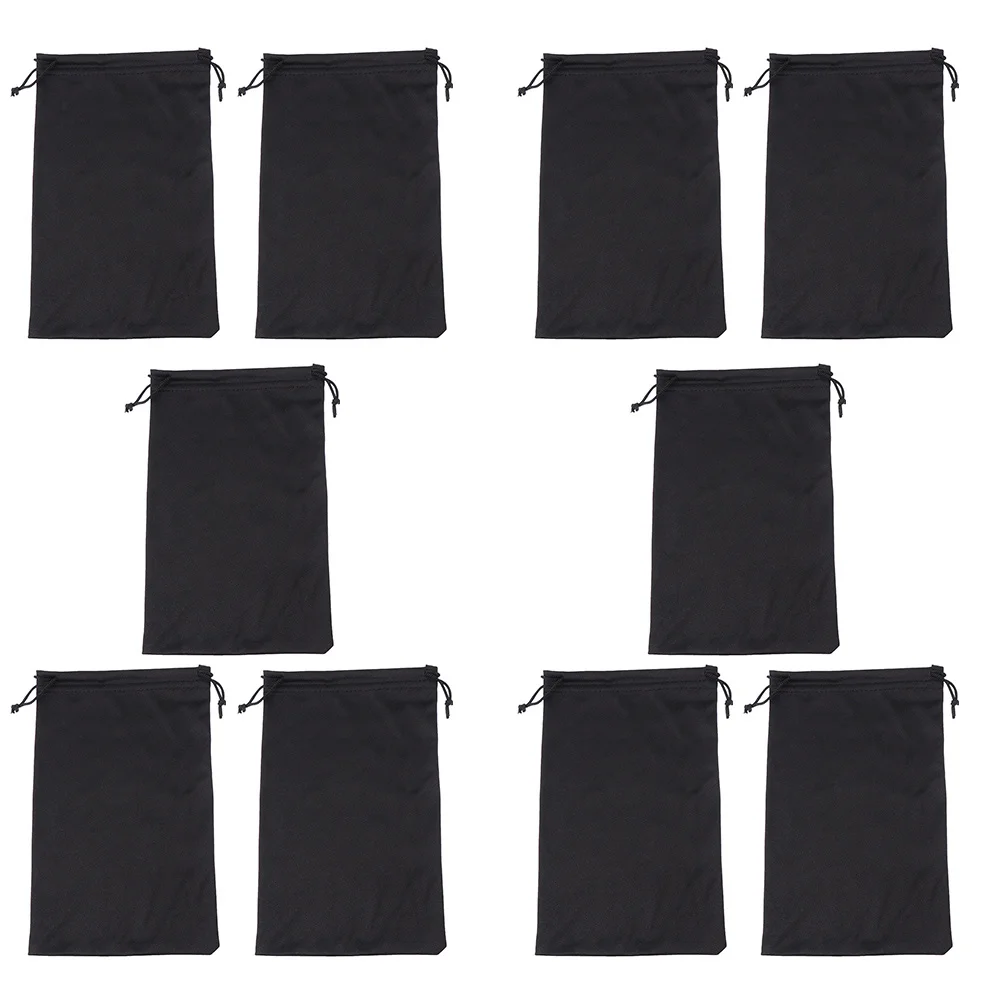 25 uds bolsa para gafas gafas de sol bolsillo con cordón almacenamiento gafas de natación franela negra