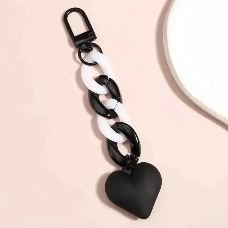 Handmade Heart Keychain Acrylic Plastic Link Chain Key Ring For Women Girls Handbag Pendant Accessorie Car Keys Jewelry Gifts