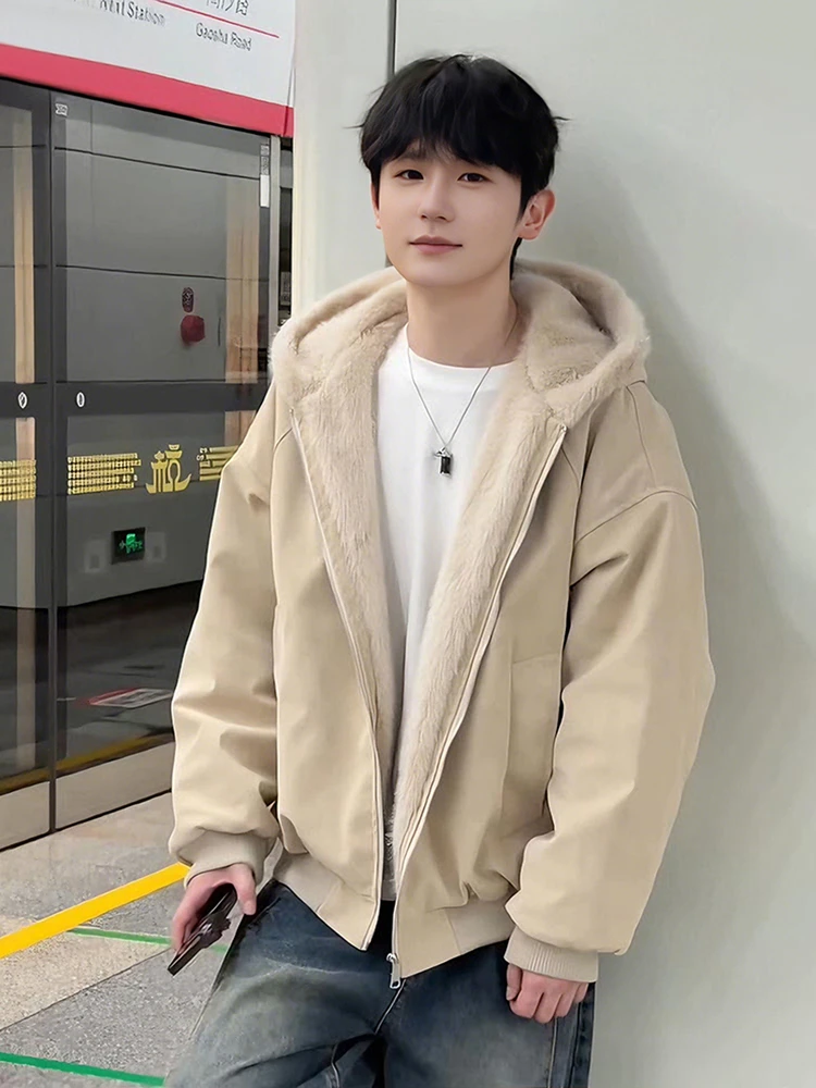 

Тепло и стиль: Молодежная американская куртка Mountain Eagle с капюшоном для мужчин, зимняя утепленная куртка из искусственной кожи с флисовой подкладкой