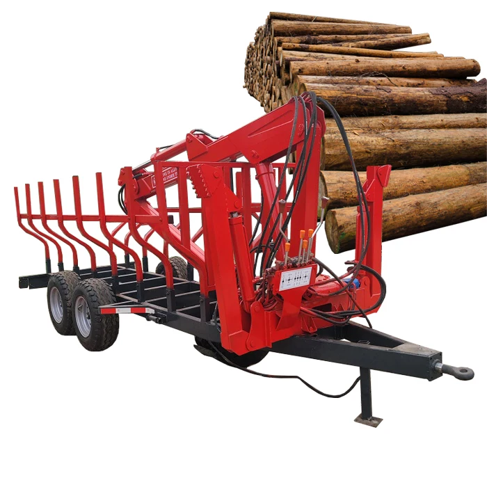 Hot Sale Timber Log Trailer With Grapple and Crane ATV Skidder Remote Winch Forest Tractor Mounted Hydraulic Loader