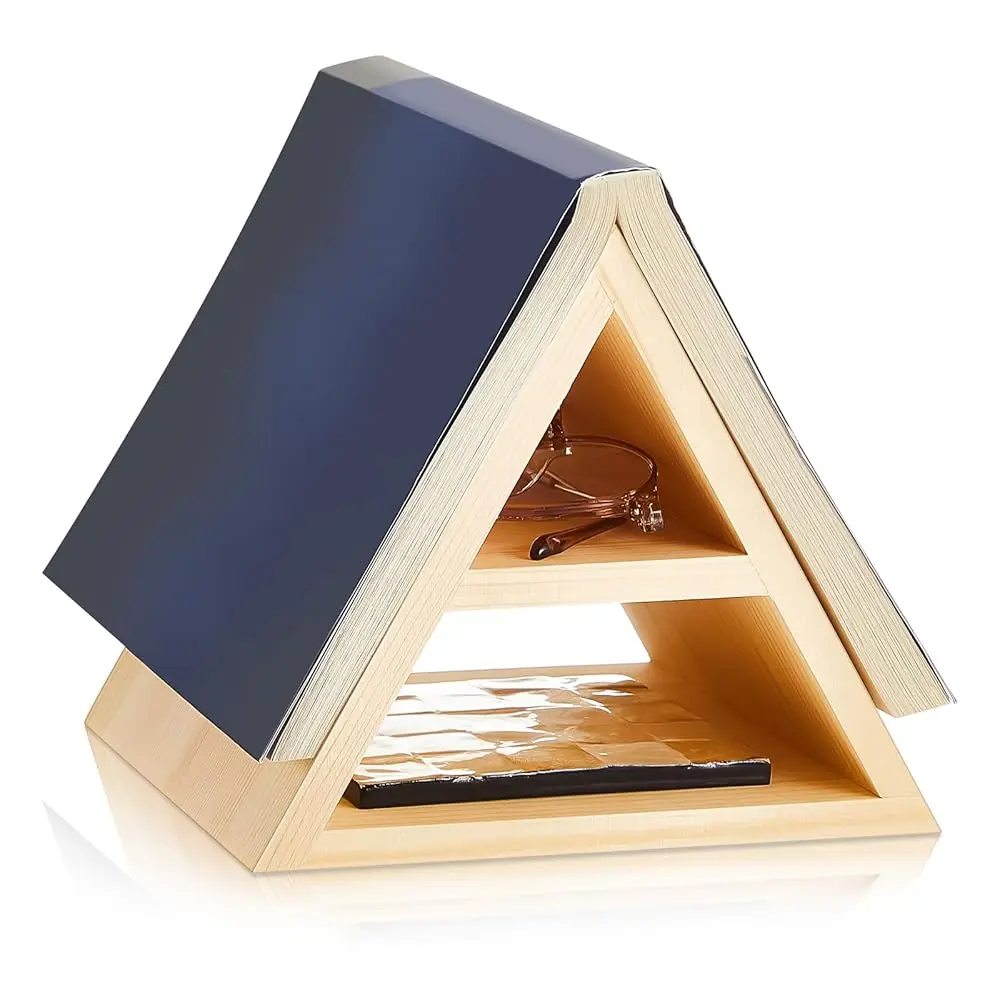 

Деревянная треугольная подставка для книг 7 x 7 x 6 дюймов, держатель для страниц, функциональная полка для спальни, офиса, библиотеки, центрального столика