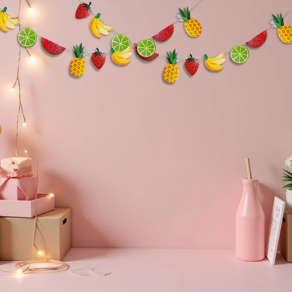 

2 Pcs Fruit Party Fruits Theme Party Decoration Banner Banner Garland Bright Patterns Summer Theme Wedding Birthday