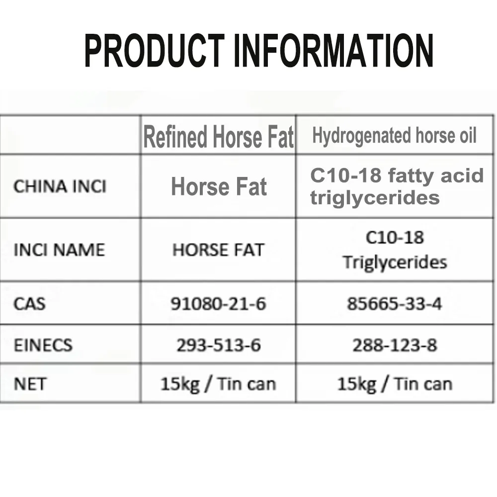 Refined Horse Fat Hydrogenated Horse Fat Milky White Odorless Horse Fat Cream Raw Material