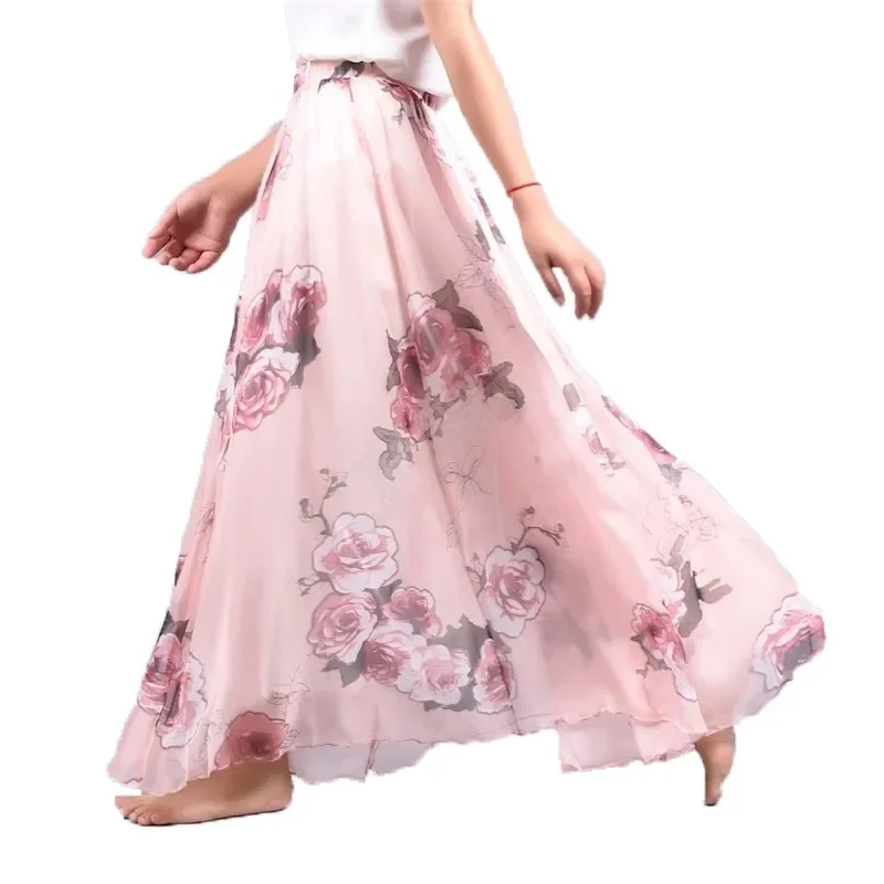 2022 Phụ Nữ Dài Váy Cao Cấp Mùa Hè Voan Saia Bãi Biển Tutu Sang Trọng Bohemian Váy Maxi Cổ Vestidos Bông Tai Kẹp In