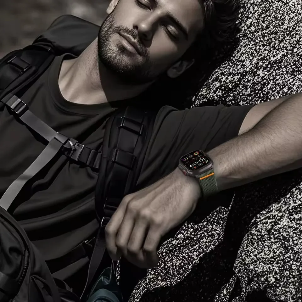 Nylon loop Strap For Apple Watch ultra 2 band 49mm 44mm 46mm 42mm 40mm 45mm 41mm Elastic Bracelet IWatch Series 10 9 8 7 6 3 SE