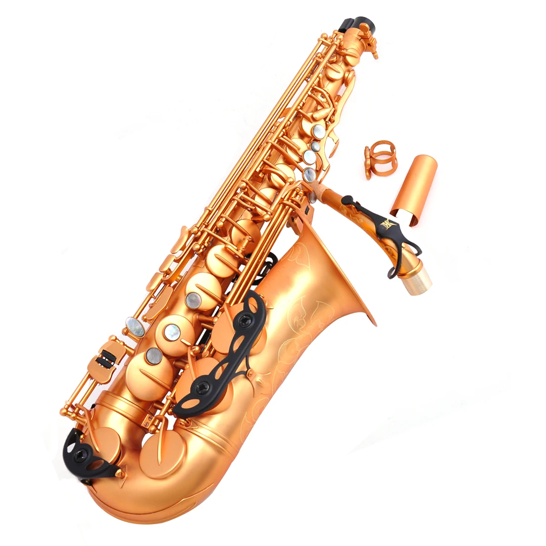 Factory Produce Sand Golden Plated Saxophone Body and Key Alto Saxophone with Plastic Holder