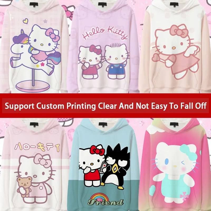 

Hellokitty Co-branded Clothing Women Trend Loose Sanrio Peripheral Coat Girls Hoodie