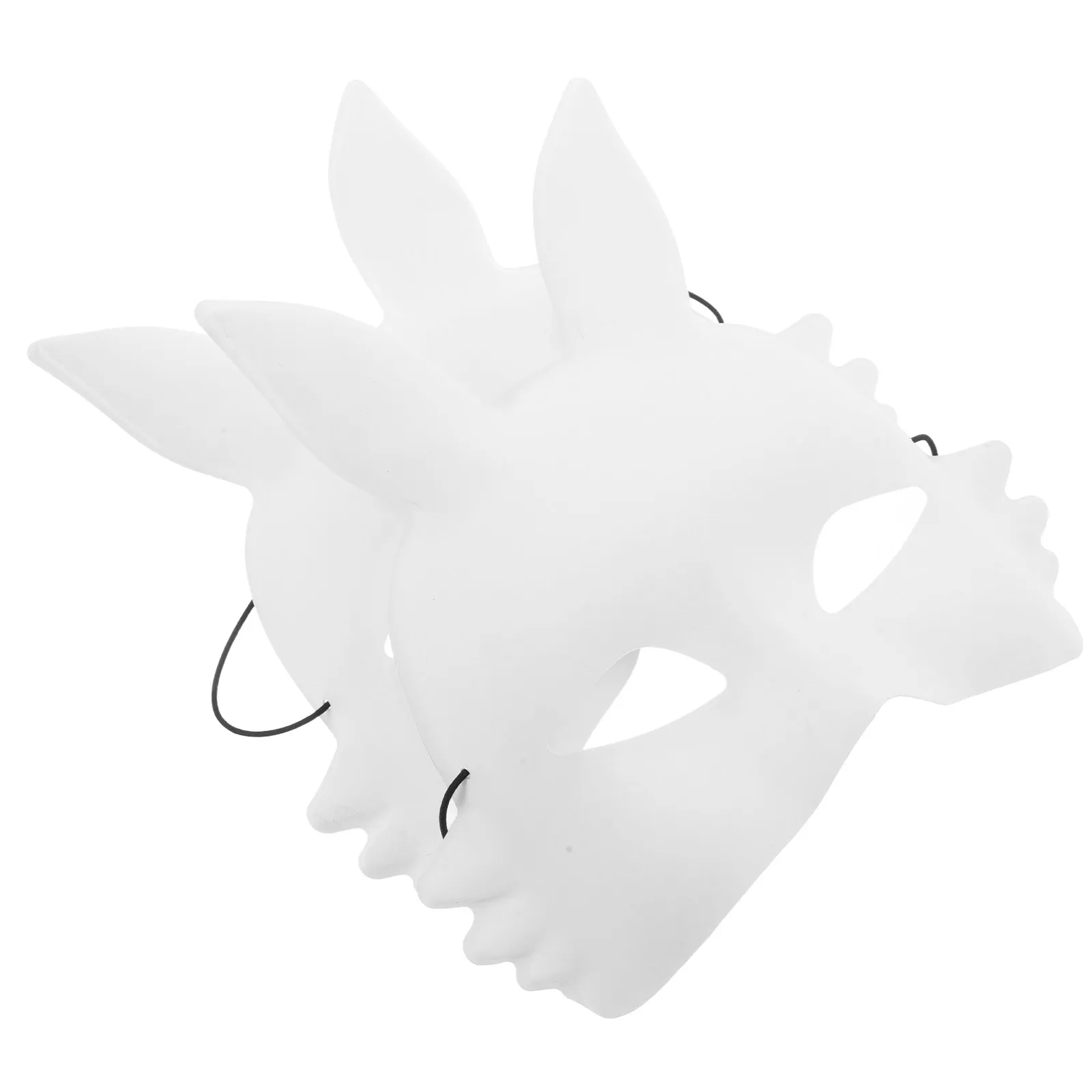 2Pcs Blank White Rabbit Mask Half Face Bunny Mask DIY for Halloween Masquerade Costume Accessory Halloween Masks