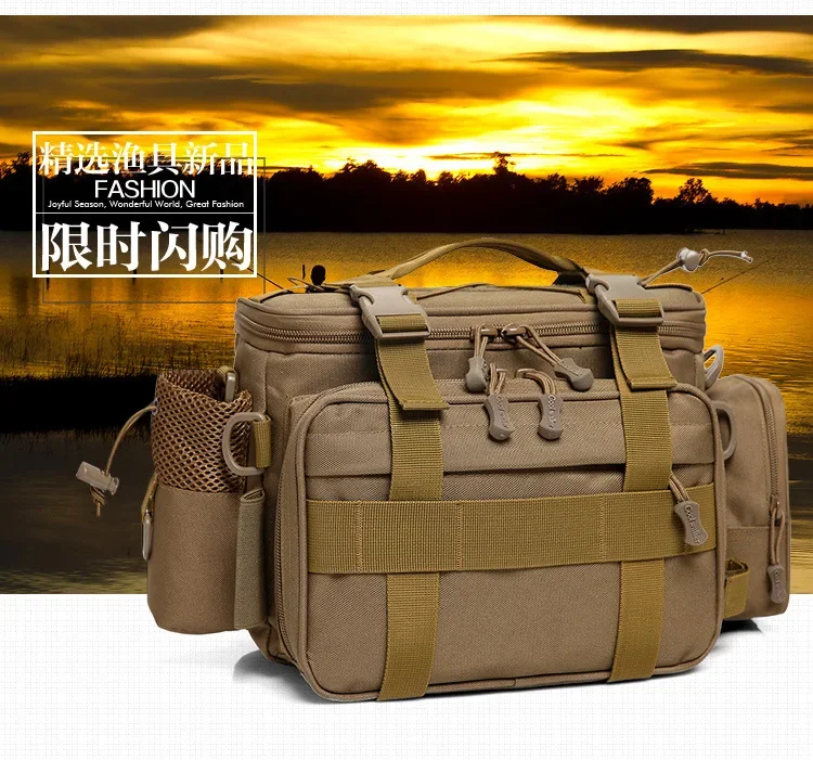 Outdoor Multifunctional Fishing Gear Camouflage Anti-splashing Large Satchel