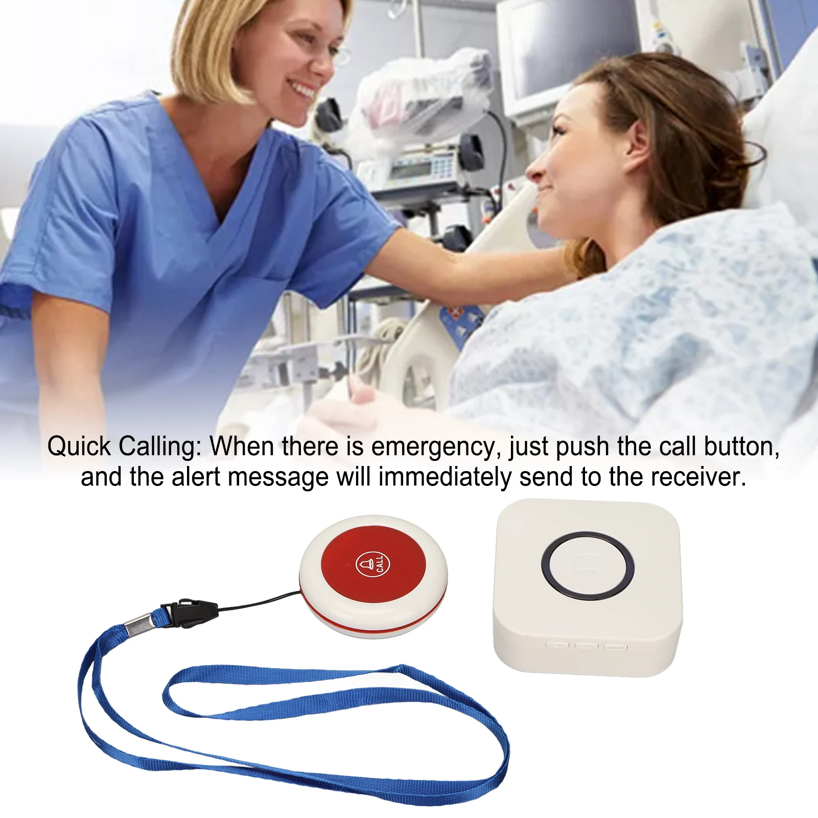 Caregiver Pager Alert Button 433MHZ Wireless Nurse Call System Alert Button Long Distant for Home Hospital Security