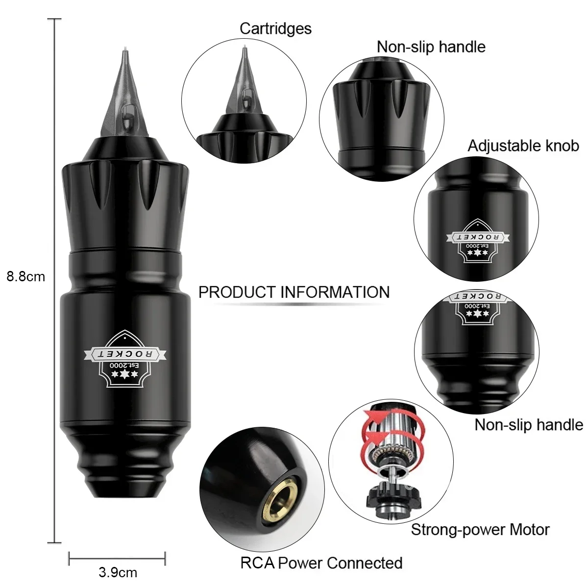 DM ไร้สาย Tattoo Kit Complete Mini Rocket เครื่องแบตเตอรี่เข็มหมึกโรตารีสักปากกาแต่งหน้าถาวร Tattoo Kit