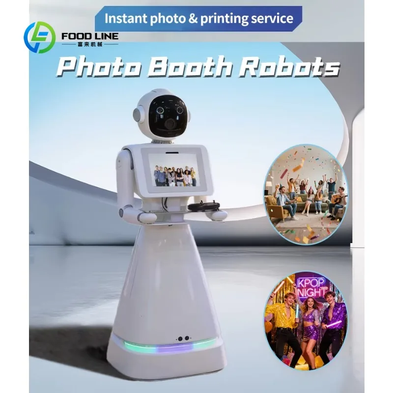 Customized White Humanoid Automatic Interactive Selfie Photo Robot for Wedding Party Commercial Events
