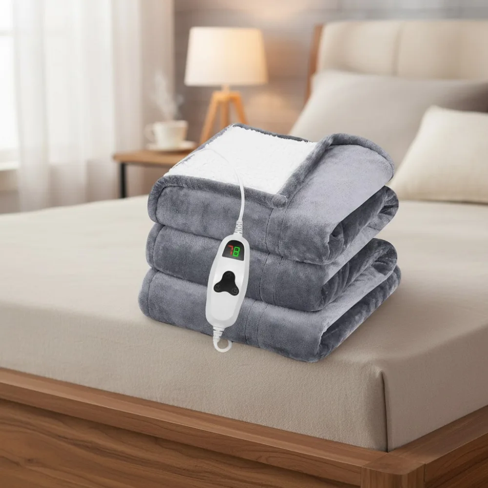 

Electric Heated Throw Blanket 50x60 Inch, 10 Heat Levels Auto-Off, Fleece Soft for Christmas Gifts in Misty Grey