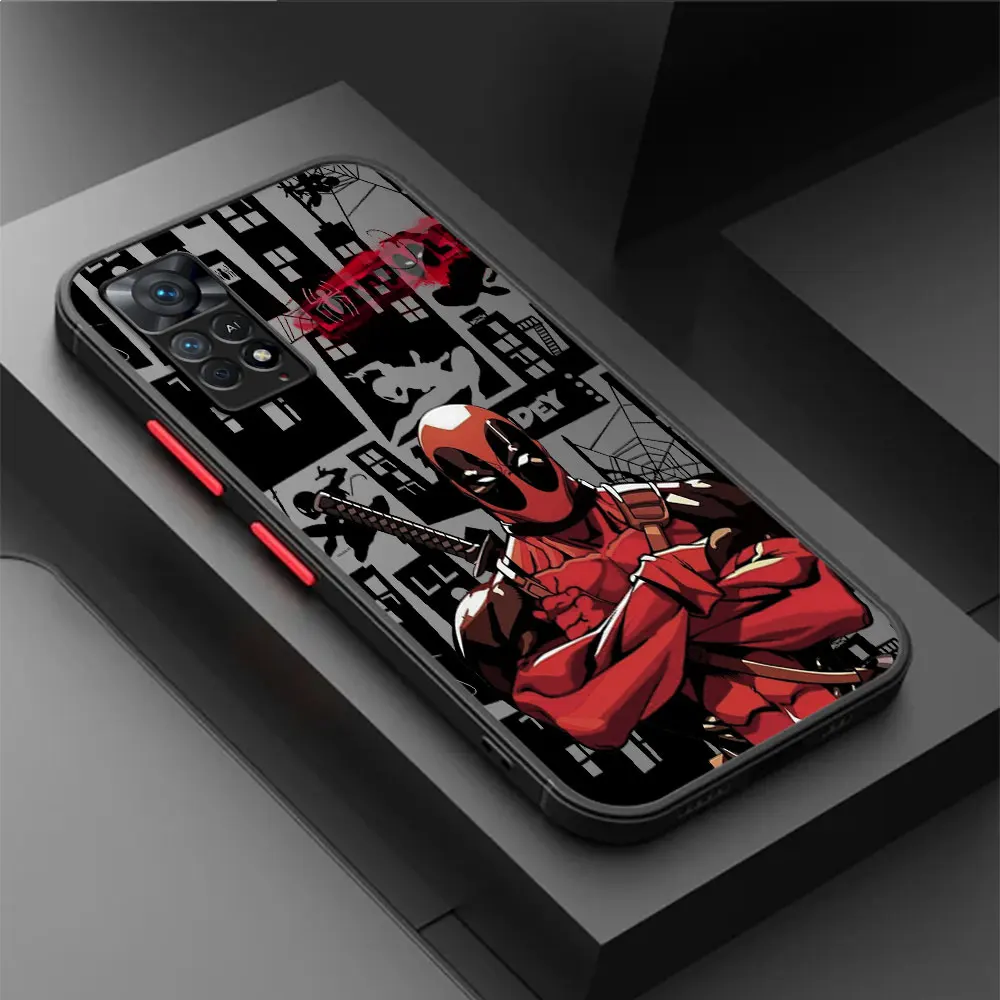 Phone Case for Xiaomi Redmi Note 11 Pro 10S 12 11T 8T 11S 12S 8 Pro 7 9S 9 10 Pro 12 Marvel Deadpool Matte Back Silicone Cover