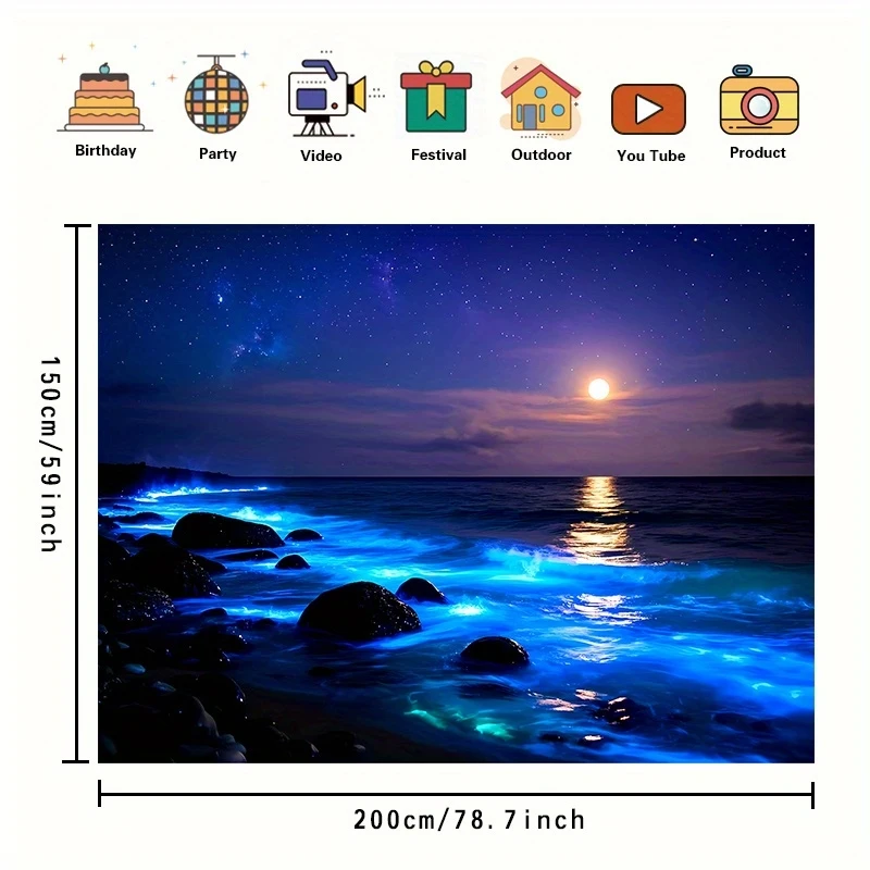 VIKAMA Seascape Tapestry Moonlit Ocean Starry Night Sky Wall Hanging Dreamy Aesthetic Decor Bedroom Living Room Art Cloth