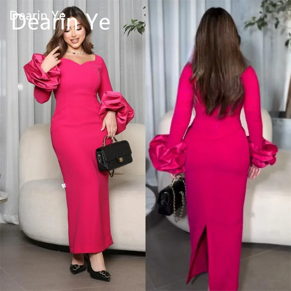 Customized Saudi Arabia Evening Dress Dearin Ye Square Collar Column Ankle Length Skirts Bespoke Occasion Dresses Prom Formal Go