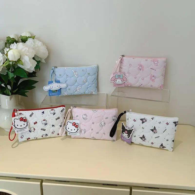 Cute HeartShaped Makeup Bag With Cartoon Animal Print Zipper Bag Soft Makeup Storage Bag Portable Handheld Travel Storage Bag